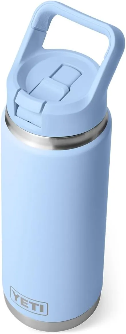 YETI Rambler 26 oz Bottle, Vacuum Insulated, Stainless Steel with Color Matching Straw Cap