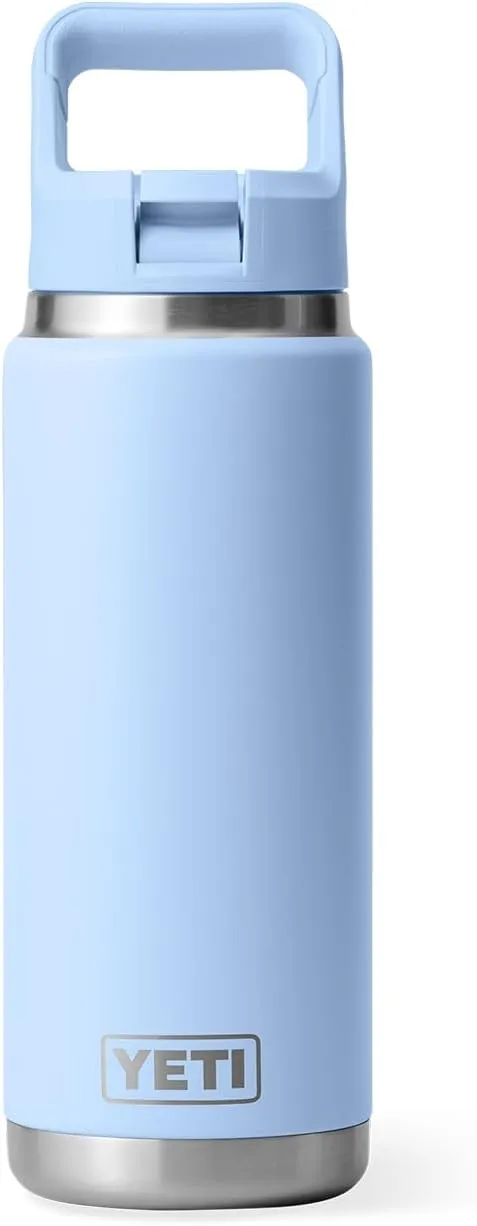 YETI Rambler 26 oz Bottle, Vacuum Insulated, Stainless Steel with Color Matching Straw Cap