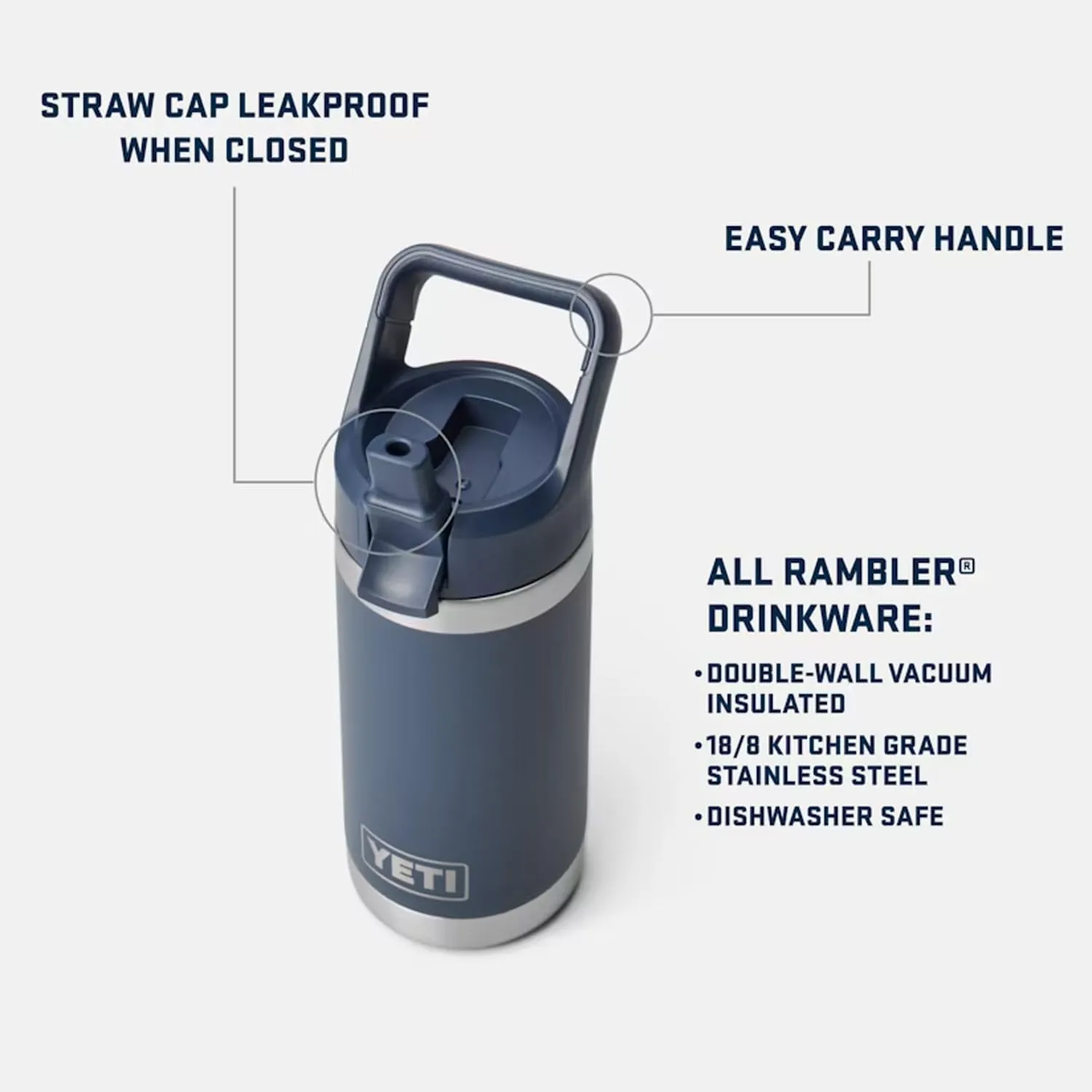 YETI Rambler Jr. 12 oz Kids Bottle, with Straw Cap