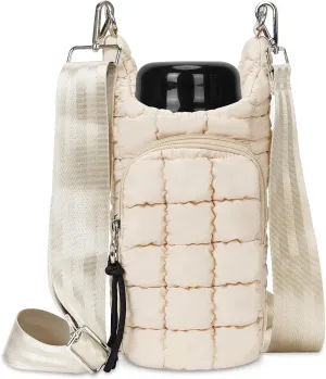 YFGBCX Water Bottle Holder with Strap Water Bottle Carrier Bag with Phone Pocket Quilted Puffer Water Bottle Sling Bag Crossbody Water Bottle Accessories