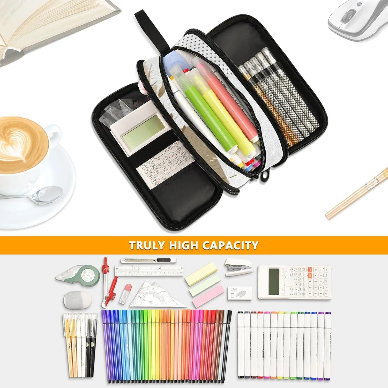 ZAZYXTJ Basketball Large Capacity Pencil Case 3 Compartment Pen Pouch Storage Canvas Makeup Bag for School Office Teen Girl Boy Men Women