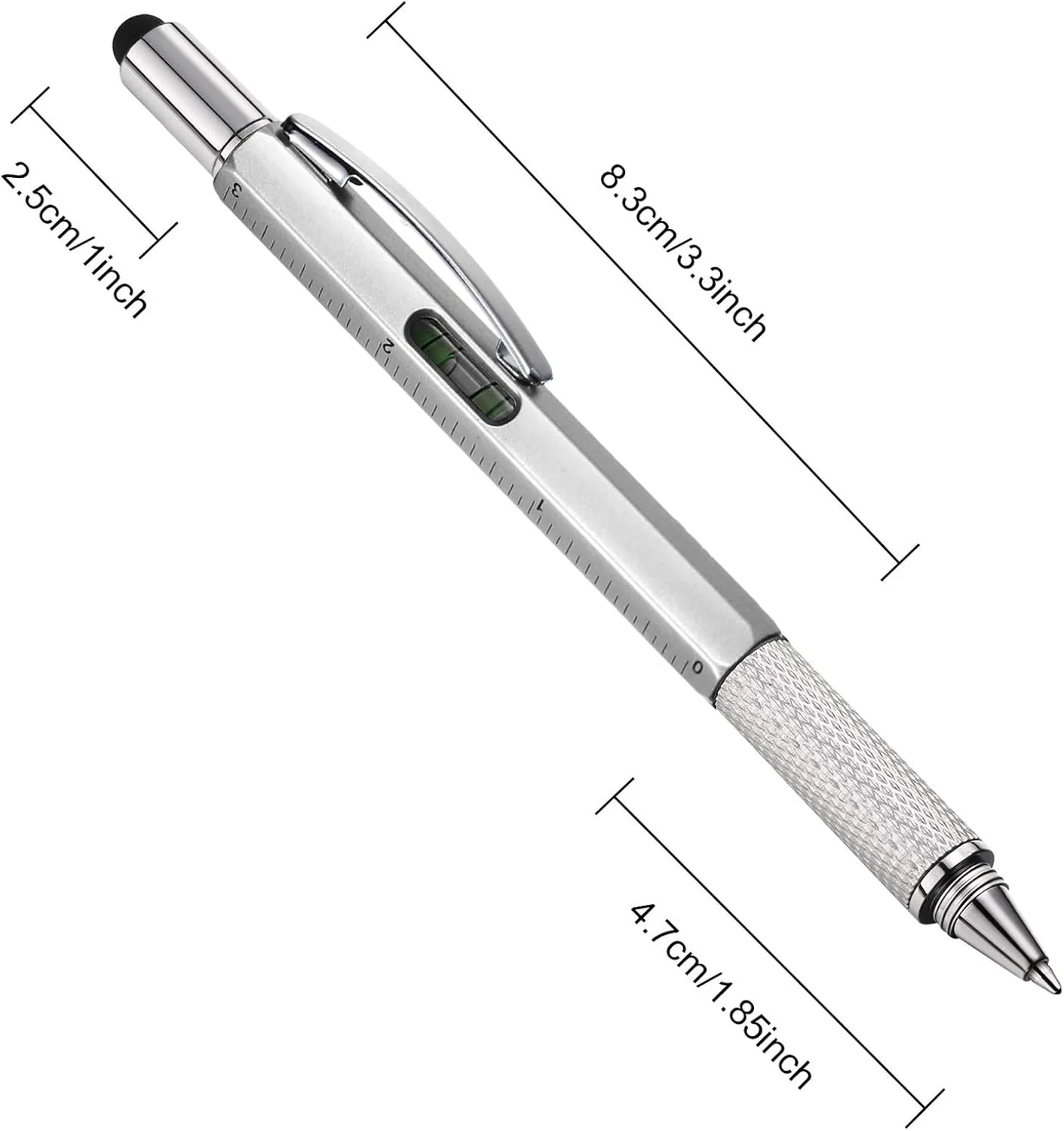 Zhanmai 16 Pieces 8 Pcs Gifts for Men Fathers Day Dad Gifts from Daughter Son Wife 6 in 1 Multitool Pen Set with Refills Screwdriver Ruler Levelgauge Birthday Graduation (Silver)