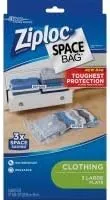 Ziploc 3CT LG FLT Space Bag - Clear, Rectangular, Watertight, Up to 24 lbs, Clothing, Large, 2.3 x 5.9 x 12.2 inches