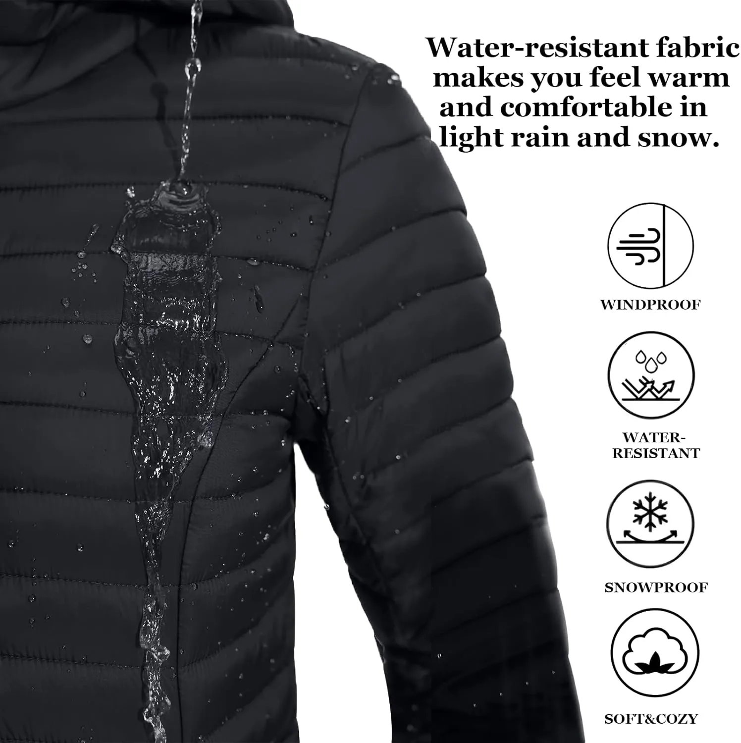 ZMC Packable Women Puffer Coat, Lightweight Water-Resistant Puffer Jacket Detachable Hood Slim-Fit Winter Coat for Women