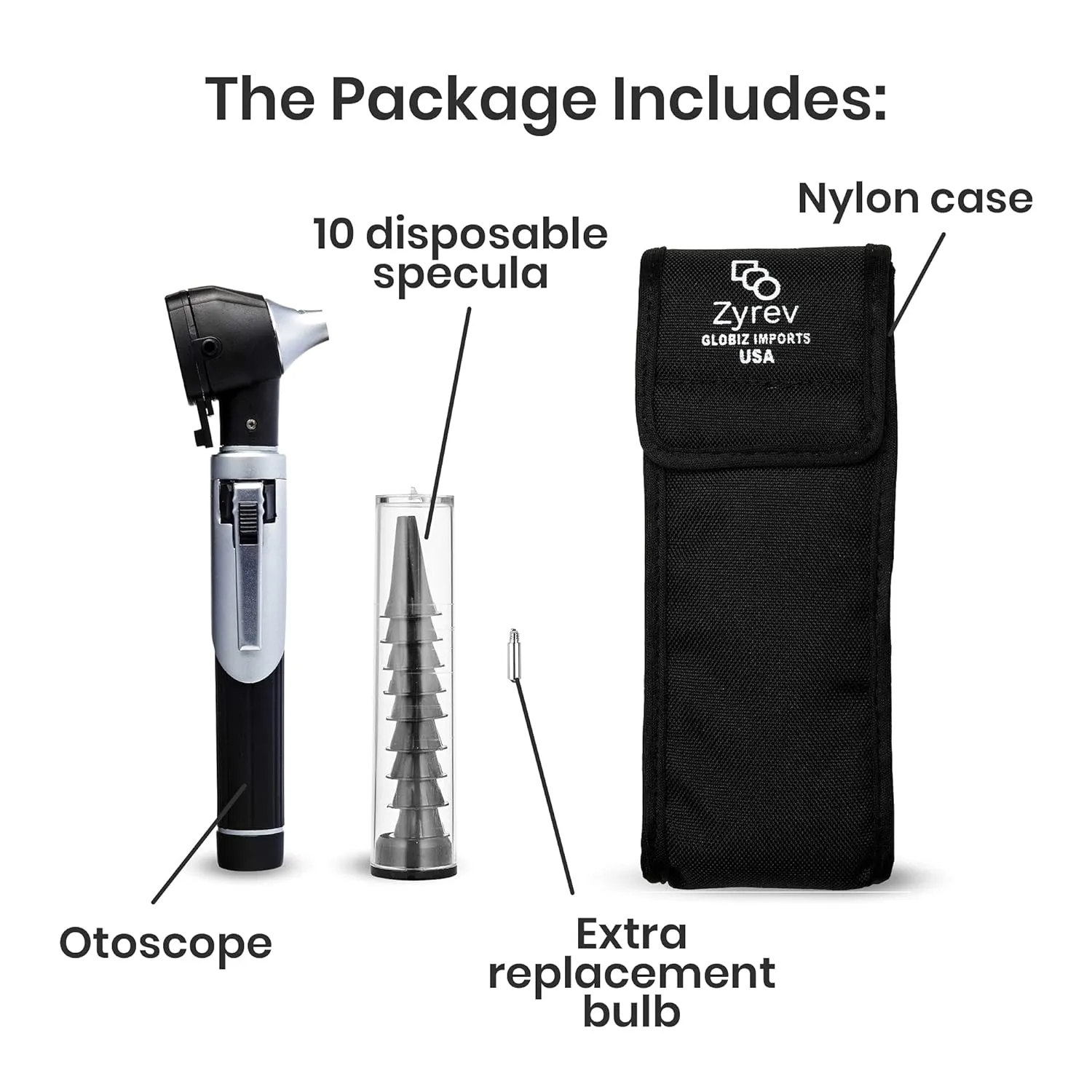 Zyrev ZetaLife Otoscope - Ear Scope with Light, Ear Infection Detector, Pocket Size (Black Color)